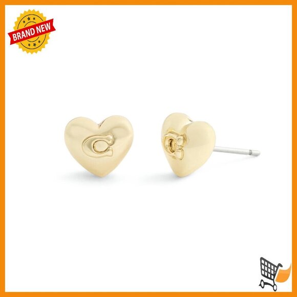 Hypoallergenic Titanium Heart Studs | Tini Lux Hypoallergenic Titanium Heart Stud Earrings with Signature C Motif